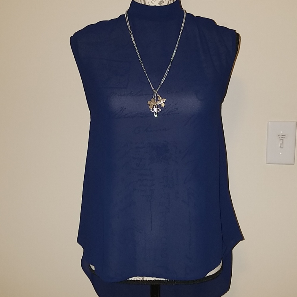 👚 MONTEAU 👚 BLUE SHEER BLOUSE